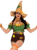 5 Piece Scarecrow Sweetie Costume Set With Top, Shorts, Cuffs, Choker, Hat