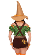 5 Piece Scarecrow Sweetie Costume Set With Top, Shorts, Cuffs, Choker, Hat