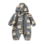 Gray Hooded Lambskin Romper For Babies And Toddlers by Baby Joy