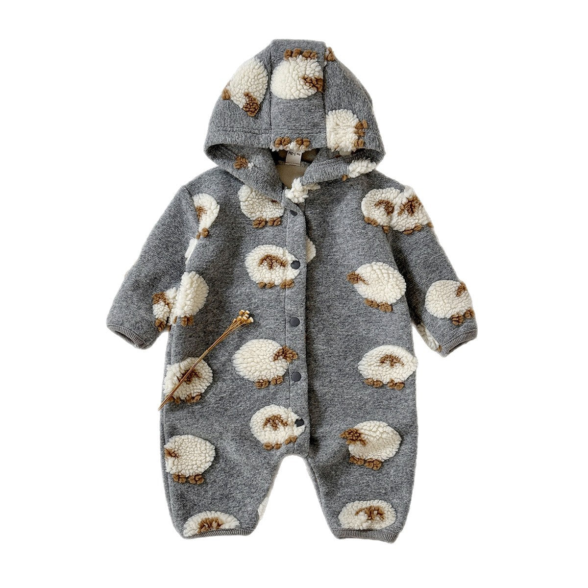 Gray Hooded Lambskin Romper For Babies And Toddlers by Baby Joy