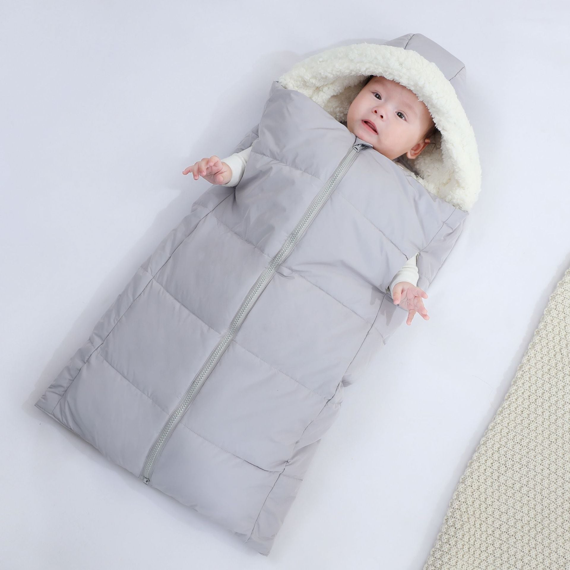 Autumn And Winter Warm Thickened Hooded Newborn Swaddle by Baby Joy