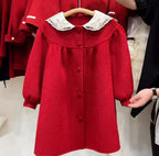 Stylish British-style Warm Wool Coat For Girls by Baby Joy