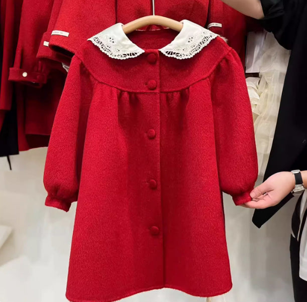 Stylish British-style Warm Wool Coat For Girls by Baby Joy