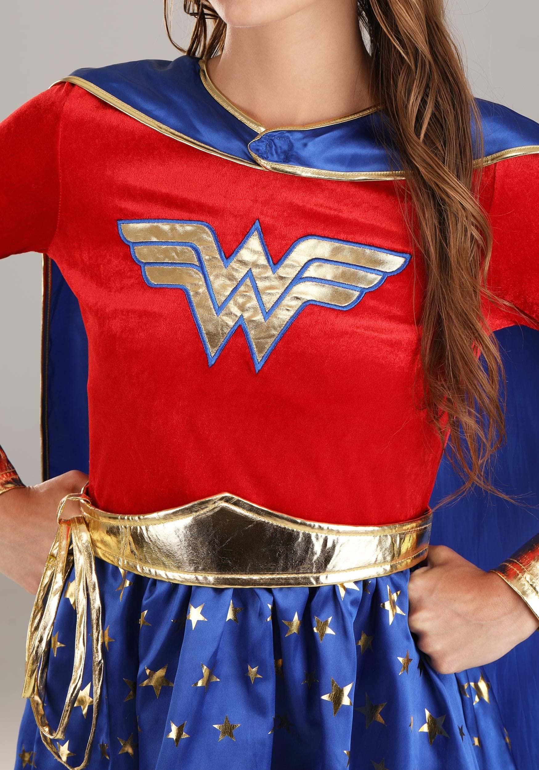 Wonder Woman Costume - Women's Long Sleeve Dress with Cape and Accessories by Lady Ros