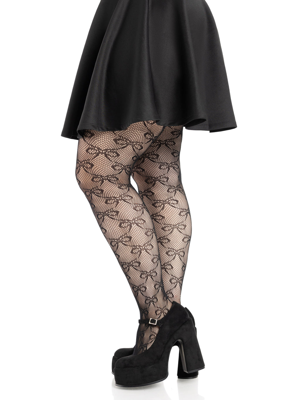 Bow Net Tights With Bow Accent Net Mesh Hosiery For Feminine Silhouette