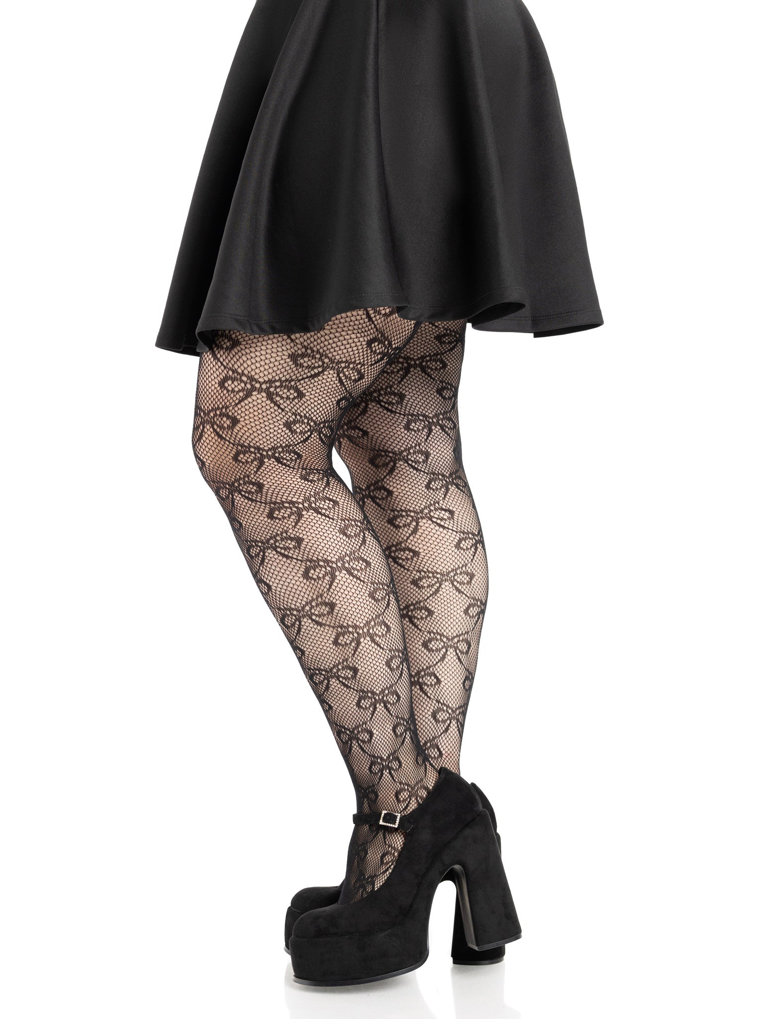 Bow Net Tights With Bow Accent Net Mesh Hosiery For Feminine Silhouette