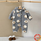 Gray Hooded Lambskin Romper For Babies And Toddlers by Baby Joy