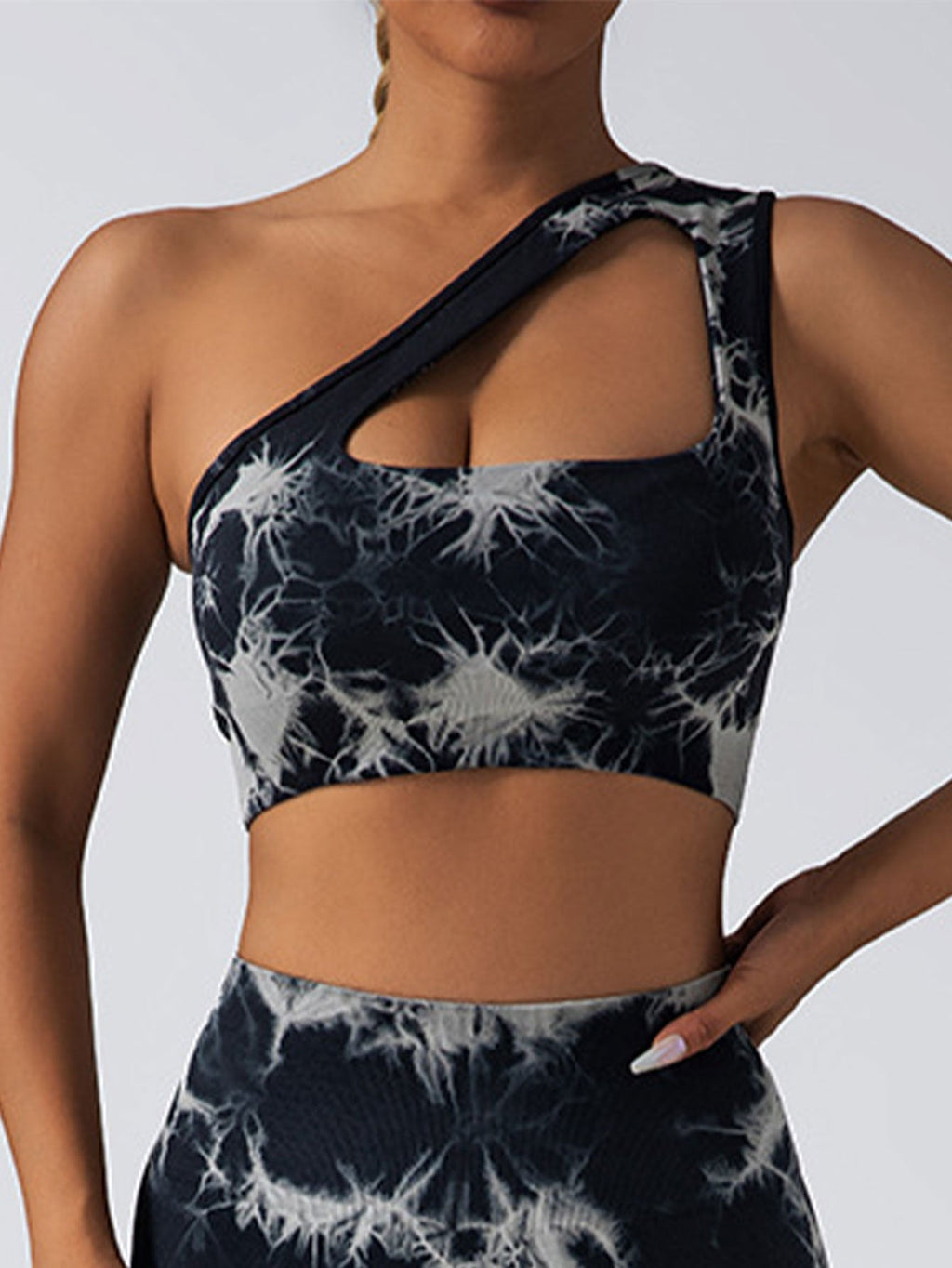 Seamless One-Shoulder Bra & Scrunch Leggings Set - High Waisted Yoga Pants by FitiqueFit