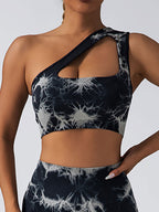 Seamless One-Shoulder Bra & Scrunch Leggings Set - High Waisted Yoga Pants by FitiqueFit