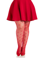 Love Struck Heart Net Tights With Romantic Heart Pattern