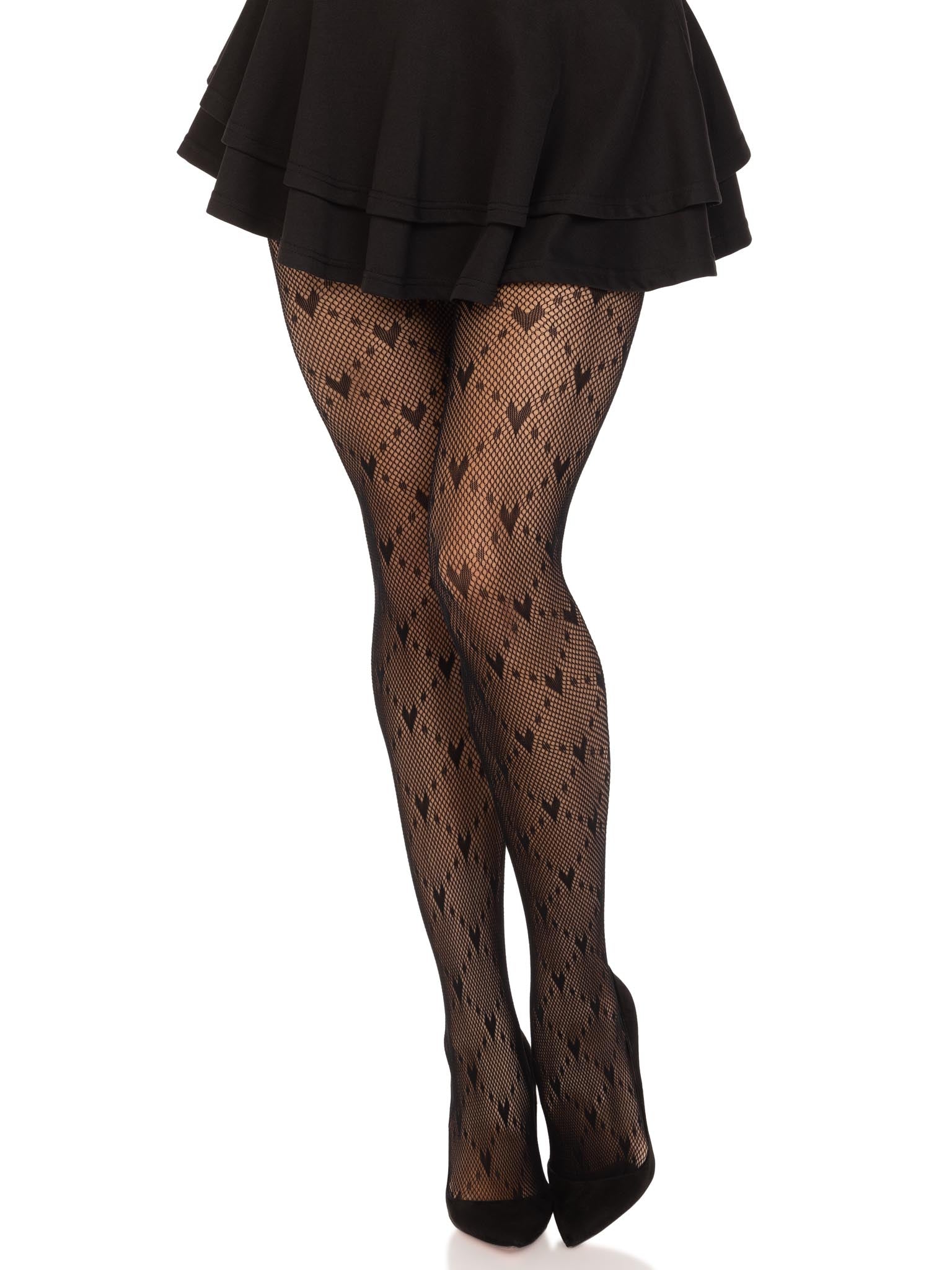 Love Struck Heart Net Tights With Romantic Heart Pattern