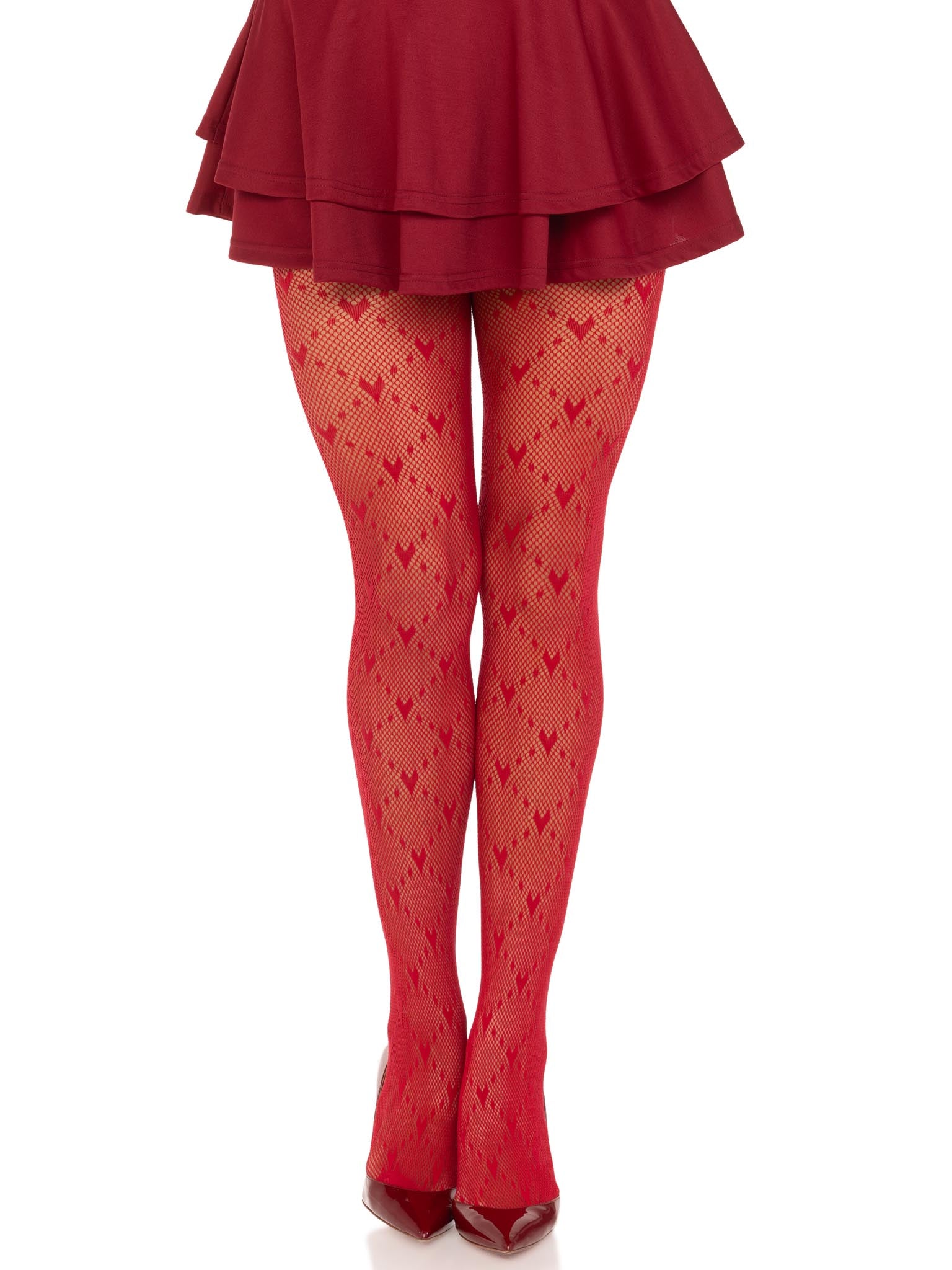 Love Struck Heart Net Tights With Romantic Heart Pattern