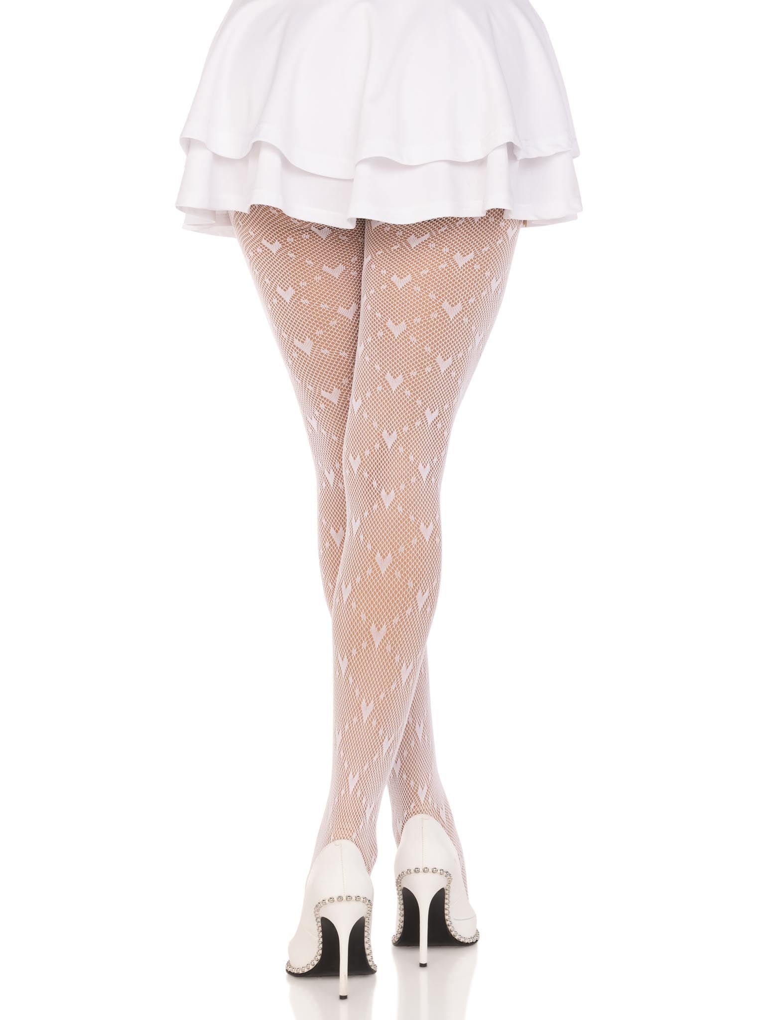 Love Struck Heart Net Tights With Romantic Heart Pattern