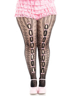 Sweetheart Striped Net Tights With Keyhole And Mini Bow Detail