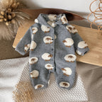 Gray Hooded Lambskin Romper For Babies And Toddlers by Baby Joy