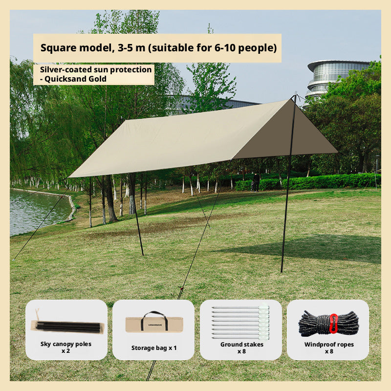 Camping Equipment-Square Silver Painted Model-3 * 5M-Quicksand Gold-1 set by Baby Joy
