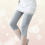 Women’s Lace Trim Stretch Leggings – Fashion Bottoming Pants by FitiqueFit