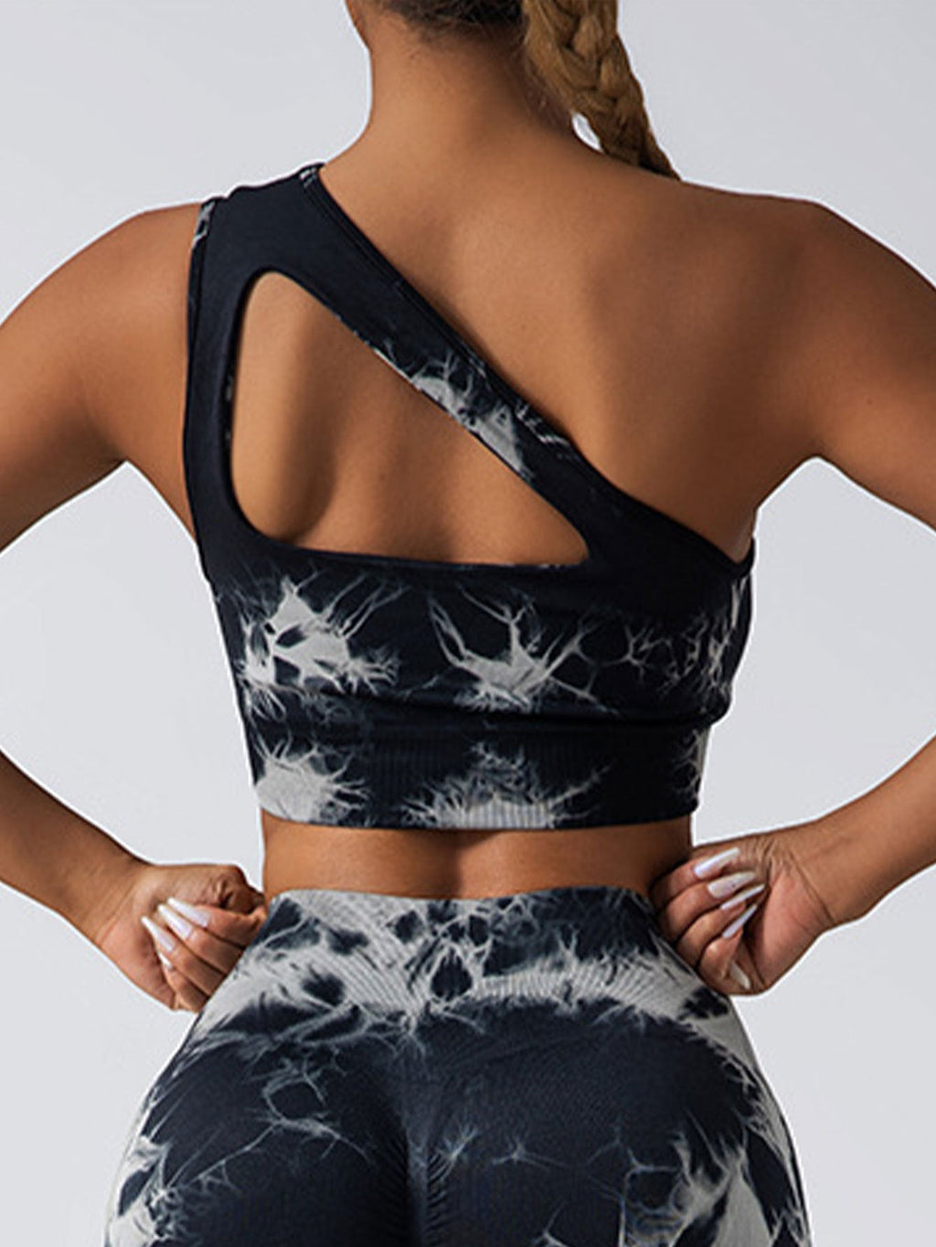 Seamless One-Shoulder Bra & Scrunch Leggings Set - High Waisted Yoga Pants by FitiqueFit