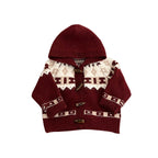 Retro Red Thickened Hooded Knitted Cardigan by Baby Joy
