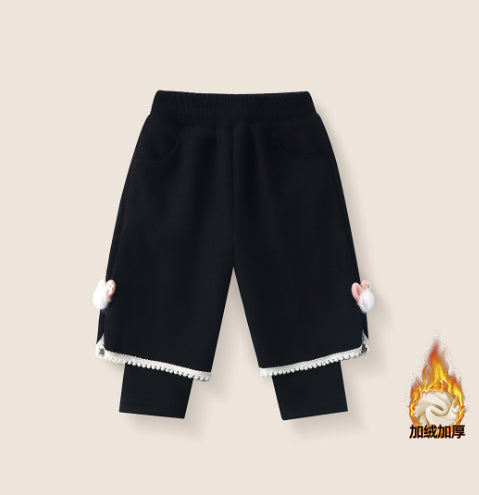 Sweatshirt Set Winter Fleece-Lined Thickened One-Piece Fleece Baby Korean-Style Fake Two-Piece Pants Set by Baby Joy