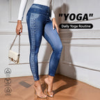 Denim-Look High-Waist Butt-Lifting Yoga Pants – Slimming Elastic Fitness Leggings