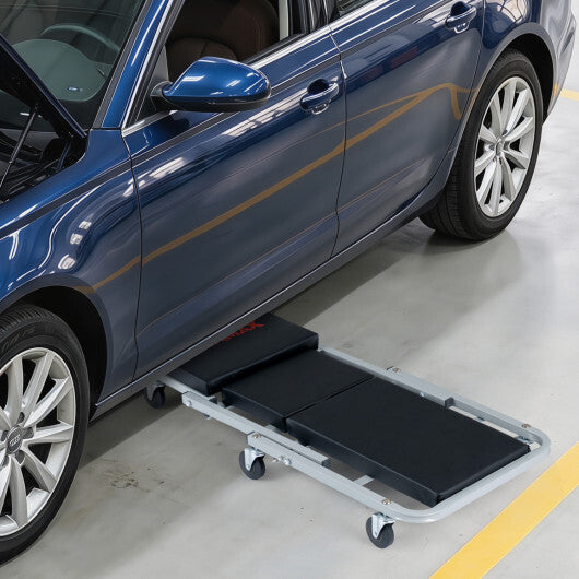 36" 2-in-1 Mechanic Creeper and Z-Seat with 6 Swivel Casters-Black by LuxuryLifeWay Online Store