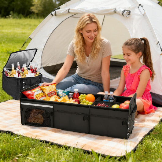 18 Gal Car Trunk Organizer with Lid 3-Compartment Portable Storage Box-Black by LuxuryLifeWay Online Store