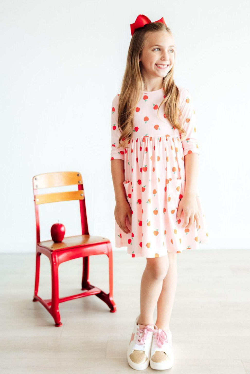 An Apple a Day 3/4 Sleeve Pocket Twirl Dress by Mila & Rose ®