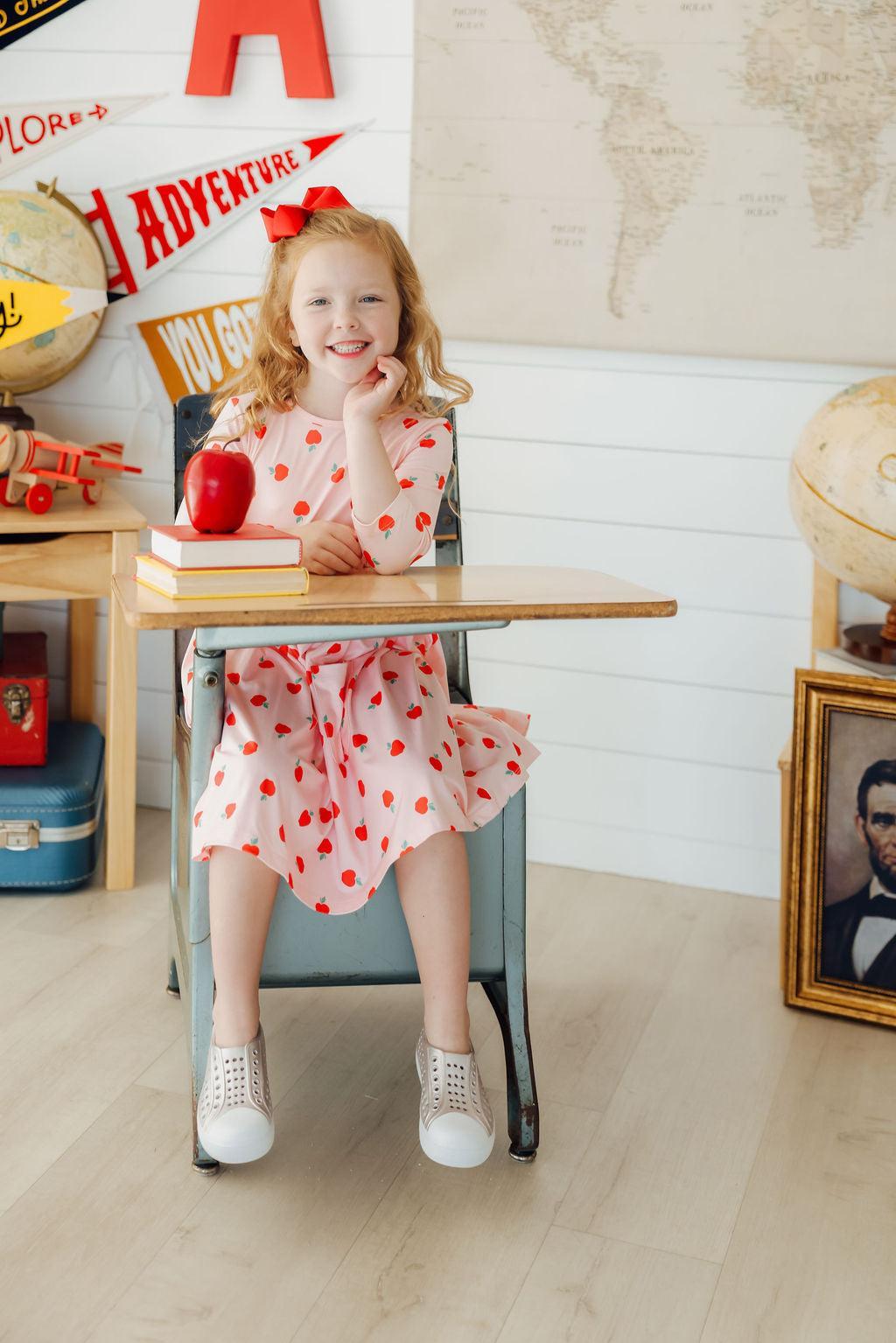 An Apple a Day 3/4 Sleeve Pocket Twirl Dress by Mila & Rose ®