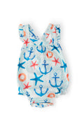 Anchors Away Ruffle Cross Back Romper by Mila & Rose ®