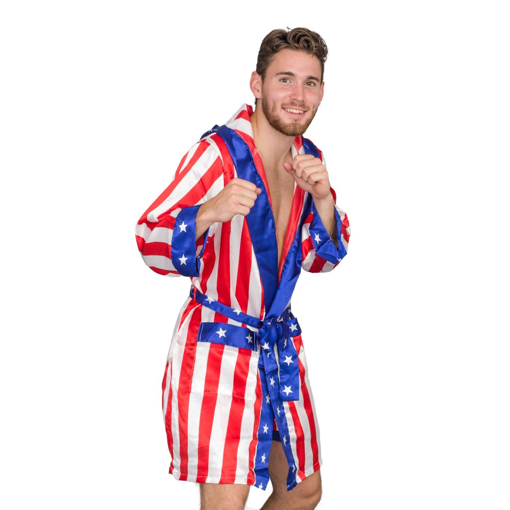 Adult Satin American Flag Robe Movie Boxer Halloween Cosplay Costume Replica Robe by TVStoreOnline
