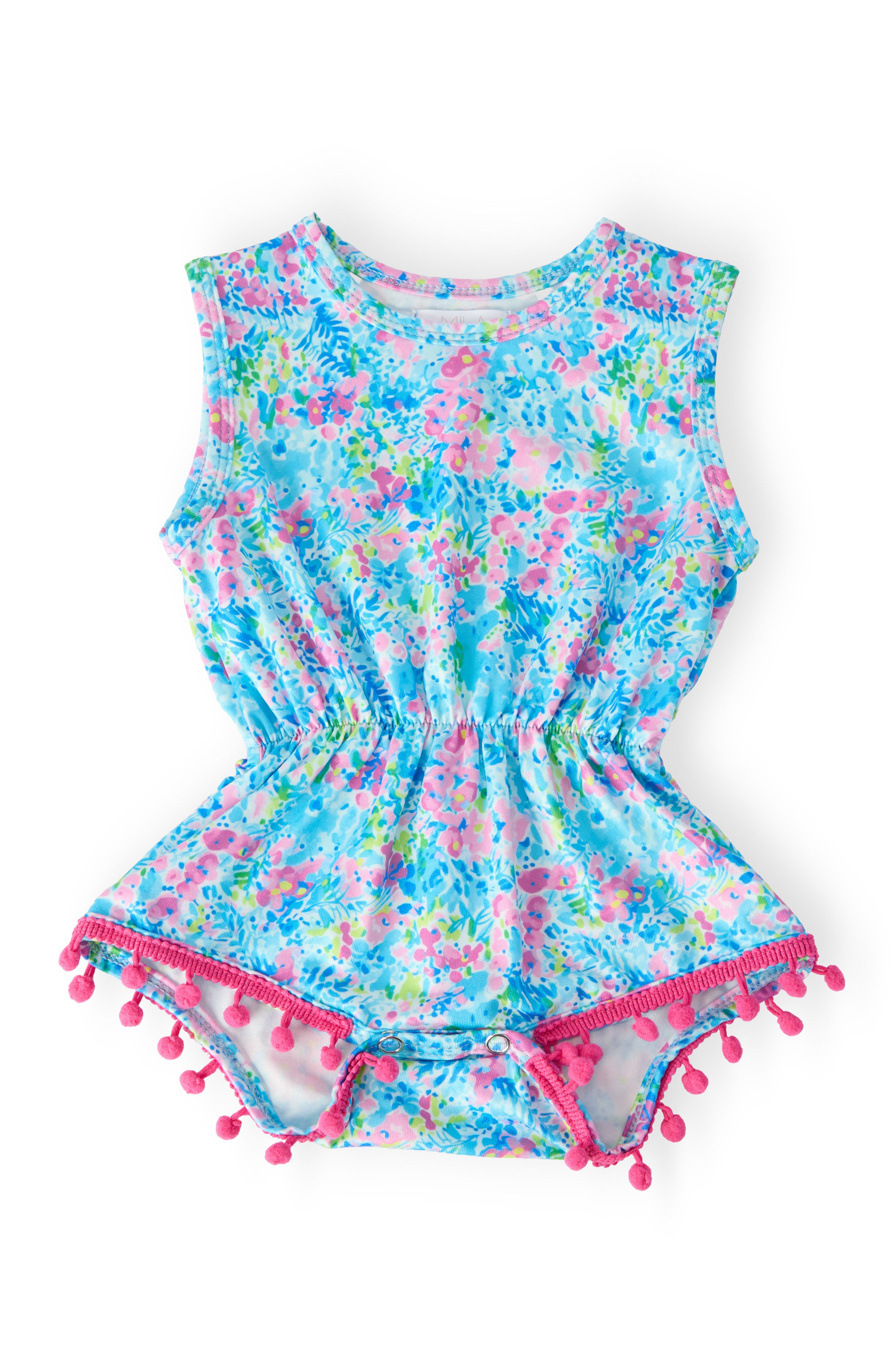 Aqua Garden Pom Pom Romper by Mila & Rose ®