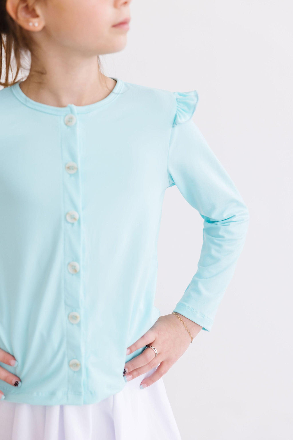 Aqua Ruffle Cardigan by Mila & Rose ®