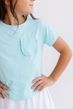 Aqua Ruffle Pocket Tee by Mila & Rose ®
