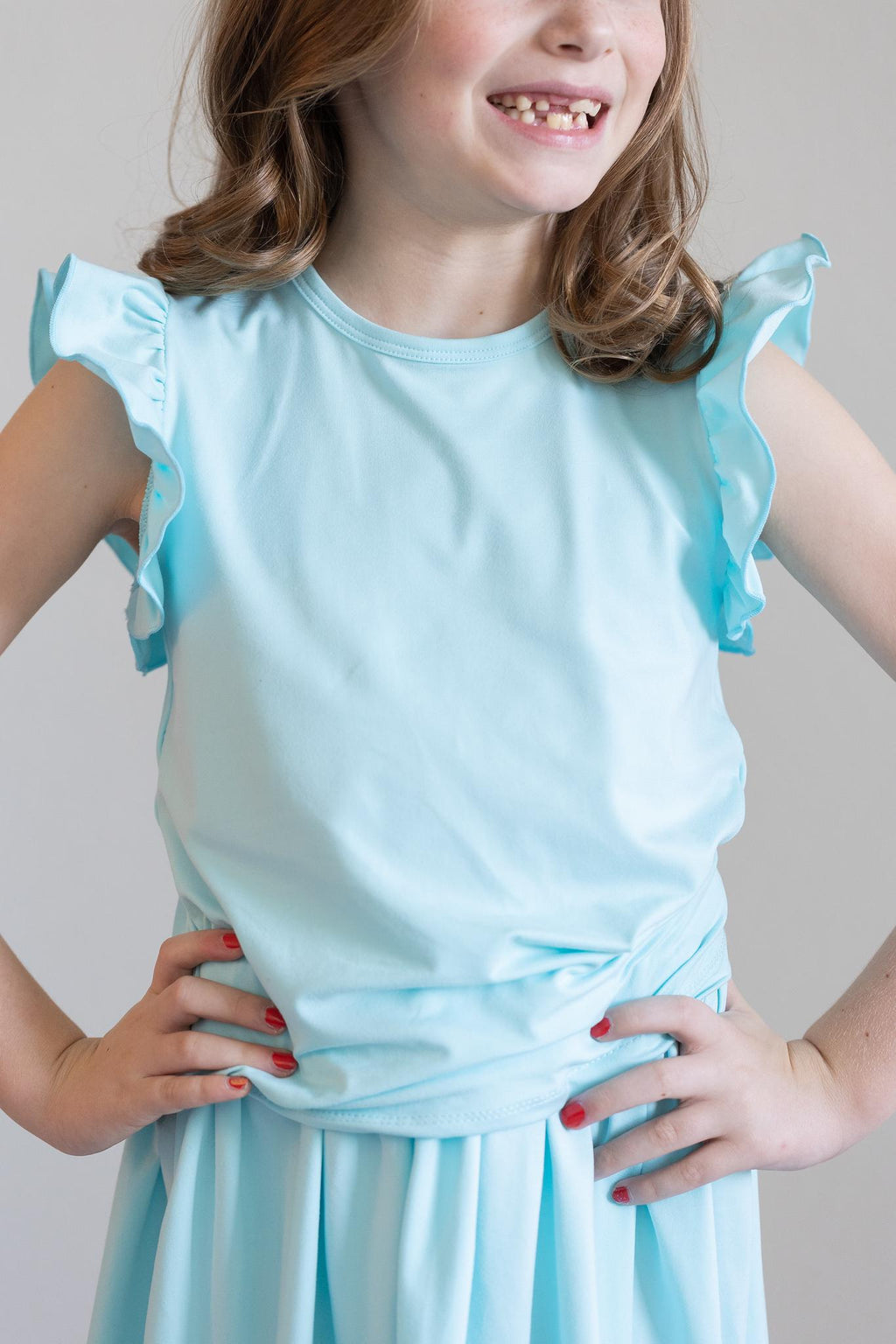 Aqua S/S Ruffle Tee by Mila & Rose ®