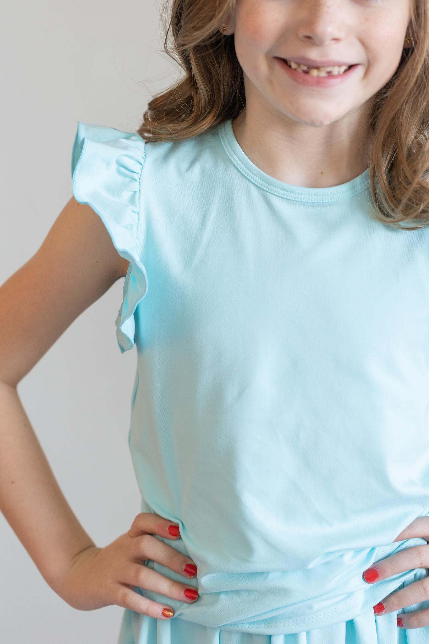 Aqua S/S Ruffle Tee by Mila & Rose ®