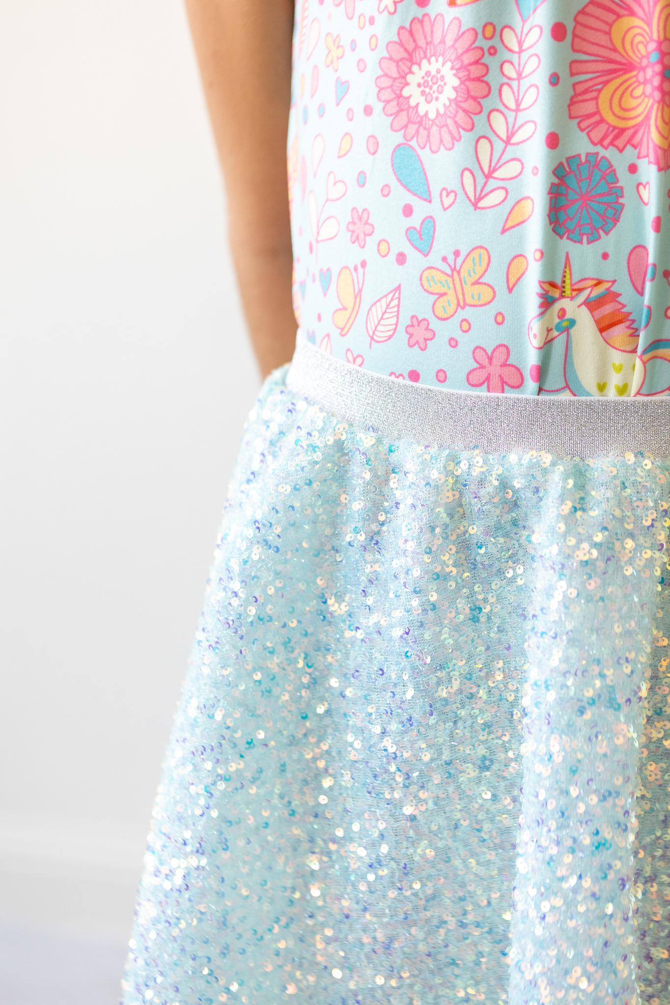 Aqua Sequin Twirl Skort by Mila & Rose ®