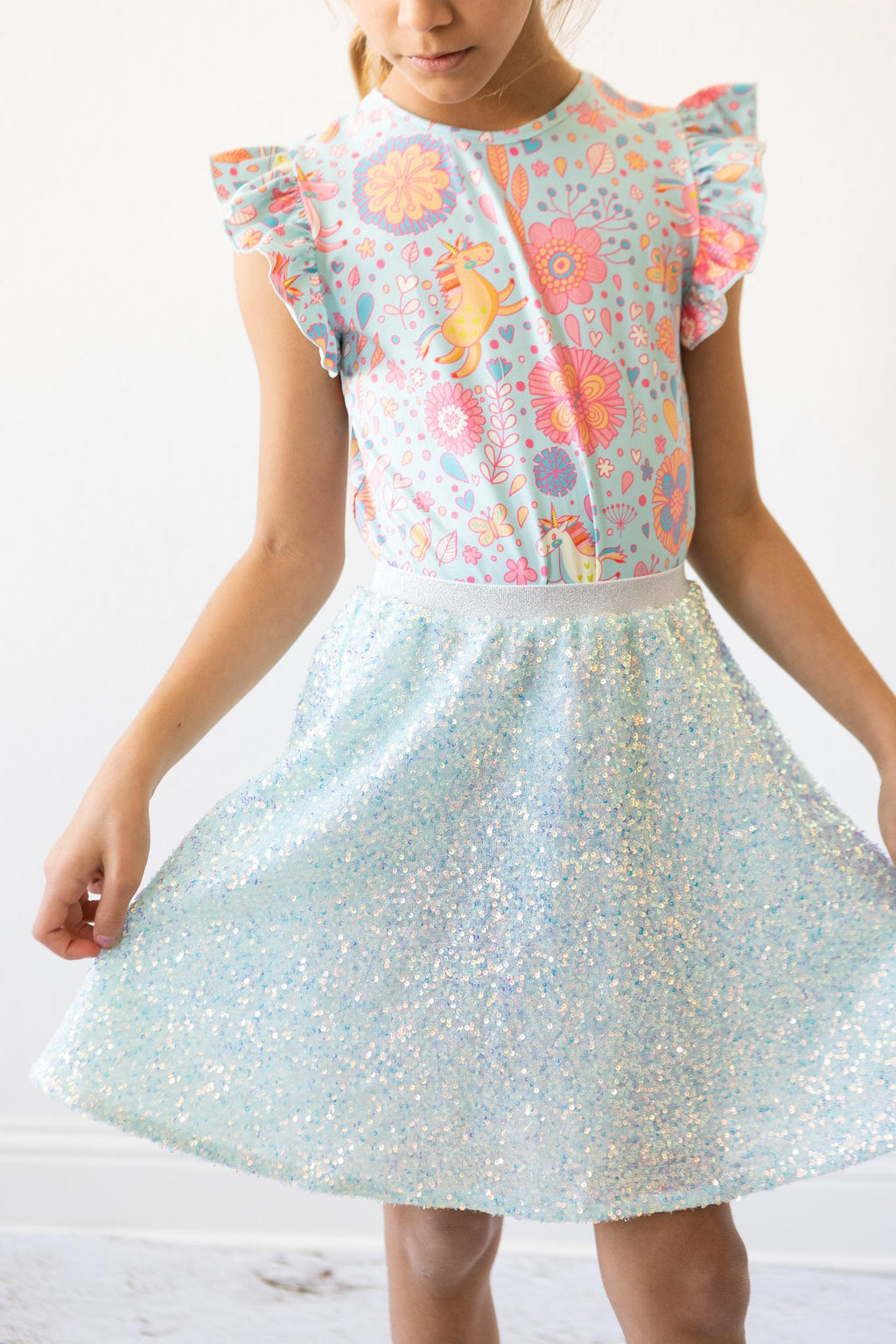 Aqua Sequin Twirl Skort by Mila & Rose ®