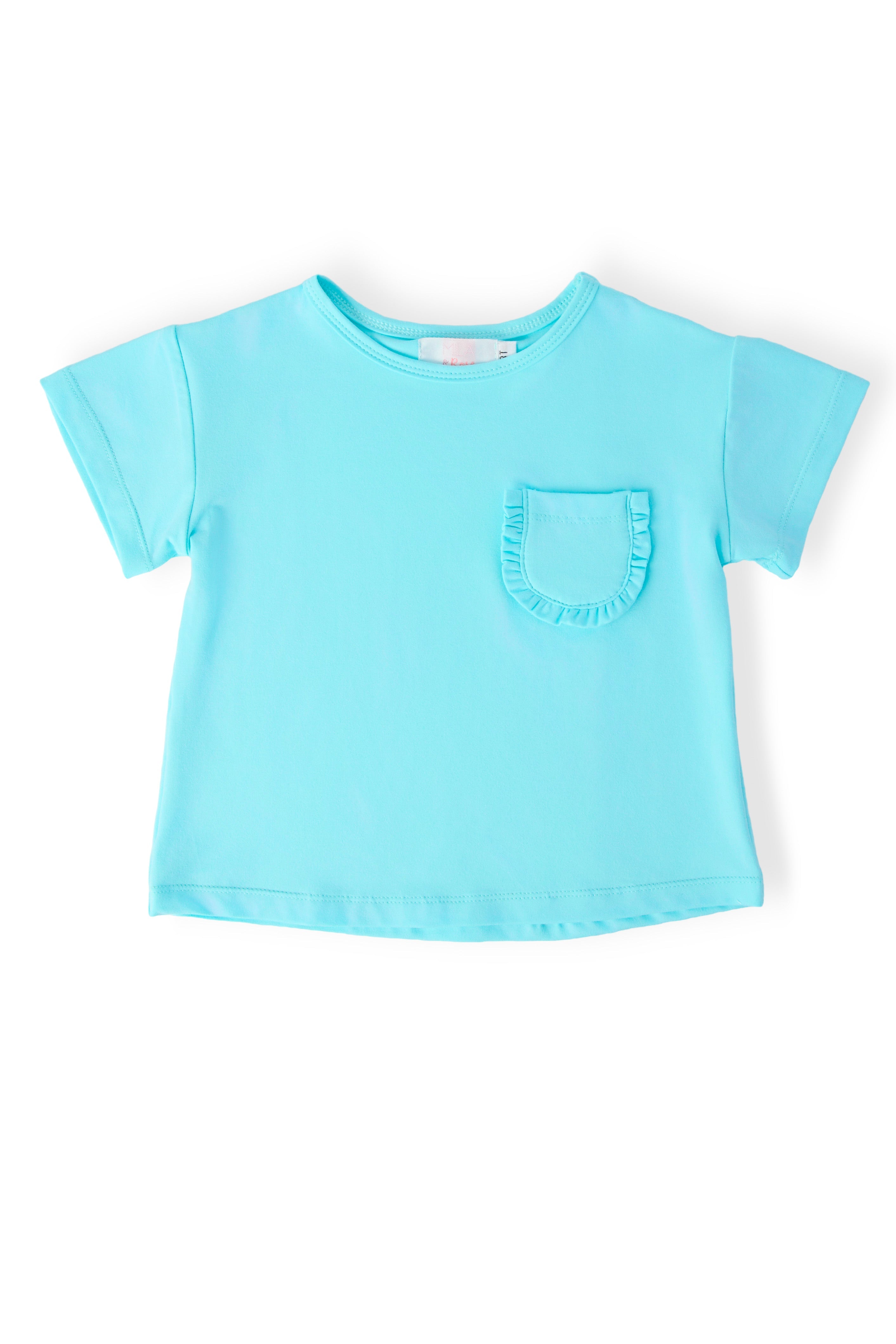 Aqua Ruffle Pocket Tee by Mila & Rose ®
