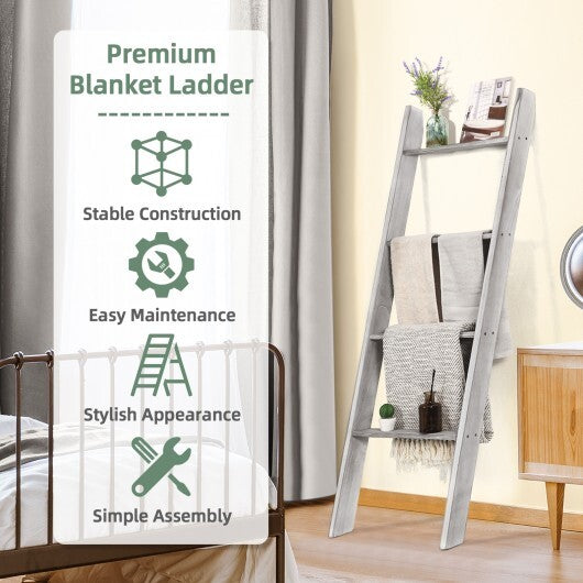 4-Tier Wall Leaning Ladder Shelf Stand-Gray by LuxuryLifeWay Online Store