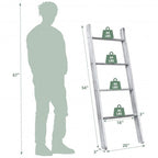 4-Tier Wall Leaning Ladder Shelf Stand-Gray by LuxuryLifeWay Online Store