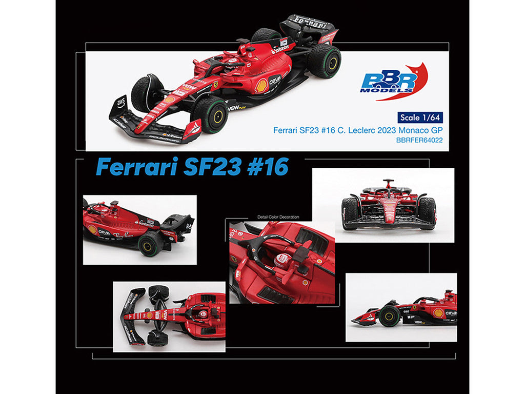 Ferrari SF-23 #16 Charles Leclerc Formula One F1 "Monaco GP" (2023) 1/64 Diecast Model Car by BBR Models by LuxuryLifeWay Online Store