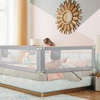 76.8 Inch Baby Bed Rail with Double Safety Child Lock-Gray by LuxuryLifeWay Online Store