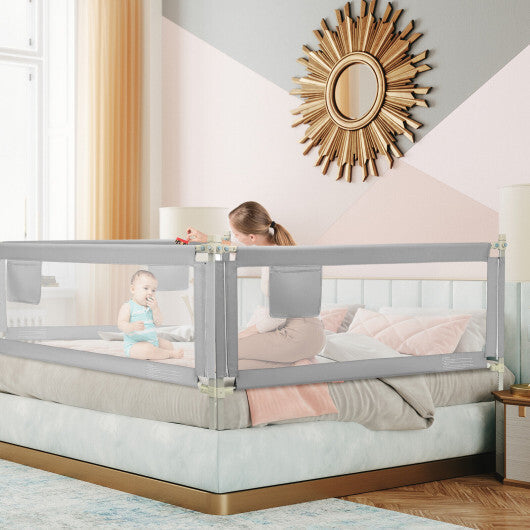 76.8 Inch Baby Bed Rail with Double Safety Child Lock-Gray by LuxuryLifeWay Online Store