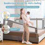 76.8 Inch Baby Bed Rail with Double Safety Child Lock-Gray by LuxuryLifeWay Online Store