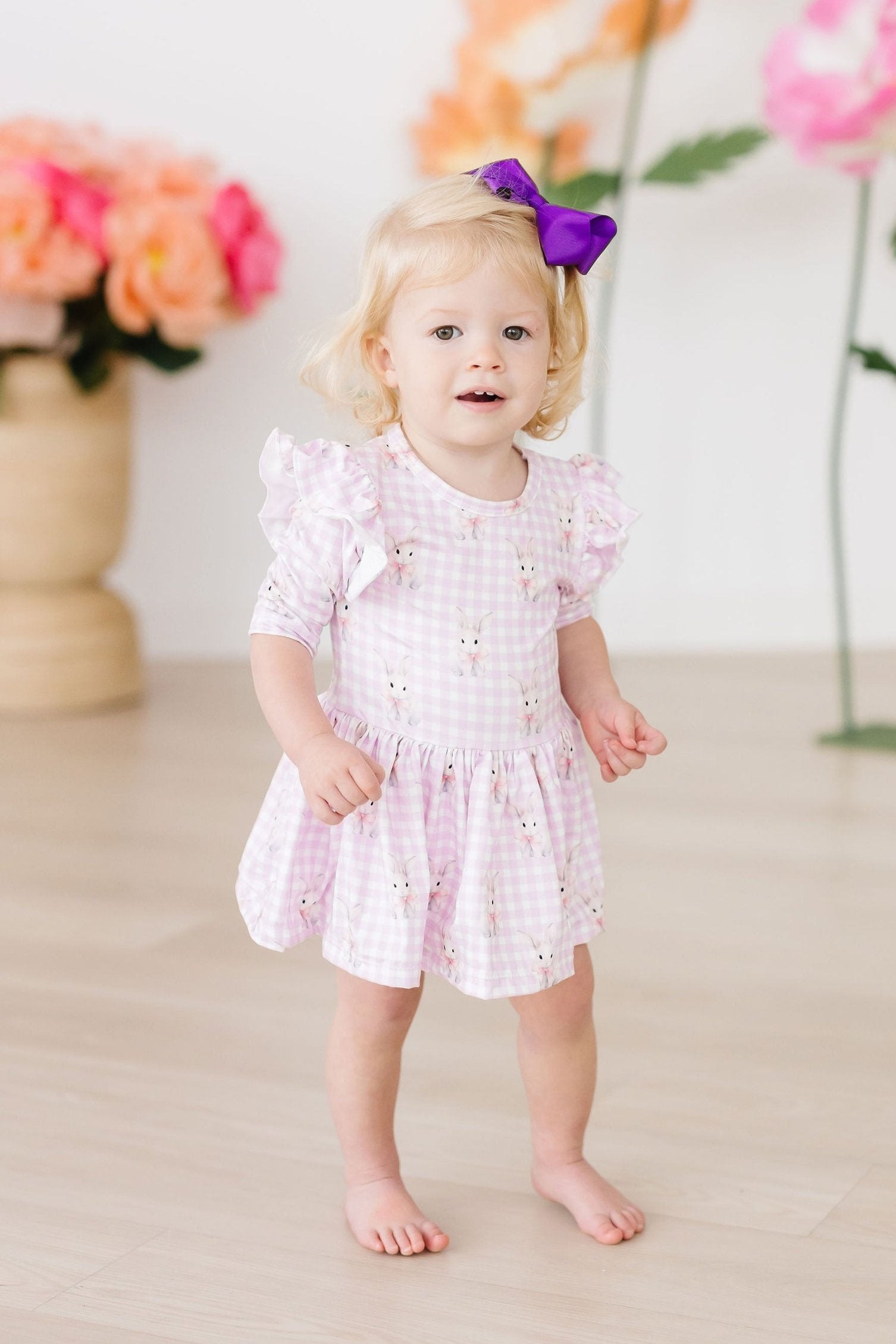 Baby Bunnies 3/4 Sleeve Flutter Twirl Bodysuit by Mila & Rose ®