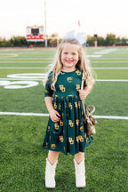 Baylor Green Bear 3/4 Sleeve Pocket Twirl Dress by Mila & Rose ®