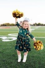 Baylor Green Bear 3/4 Sleeve Pocket Twirl Dress by Mila & Rose ®