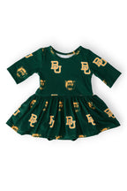 Baylor Green Bear 3/4 Sleeve Twirl Bodysuit by Mila & Rose ®