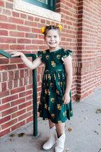 Baylor Green Bear Flutter Twirl Dress by Mila & Rose ®